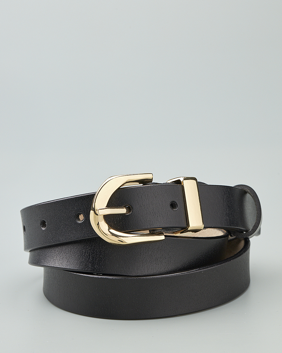 Δερμάτινη Γυναικεία Ζώνη με Μεταλλική Αγκράφα 0322-8 black-gold