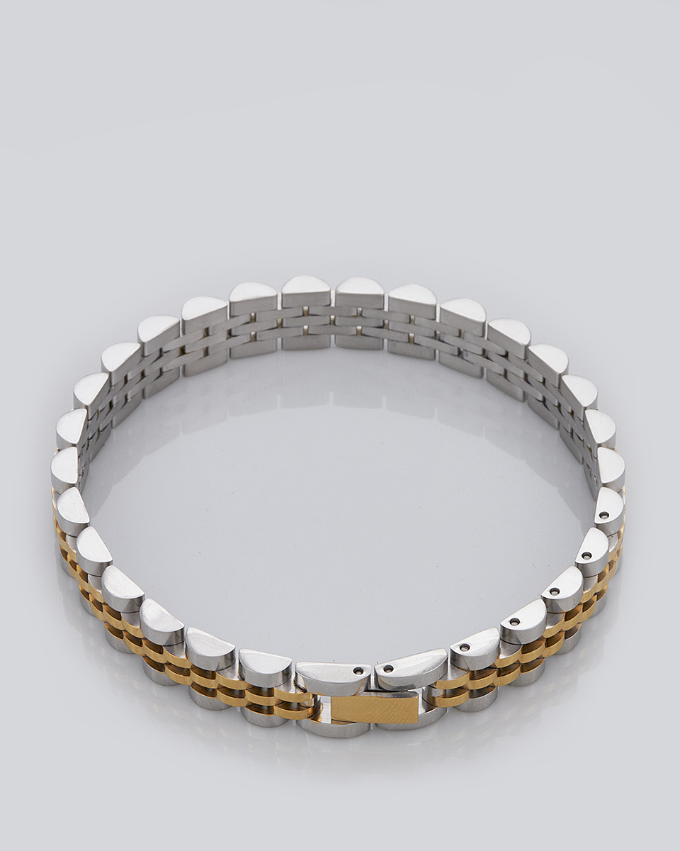 Sequoia Aνδρικό Βραχιόλι χειροπέδα από ανοξείδωτο ατσάλι χρυσο/ασημί SE-B038