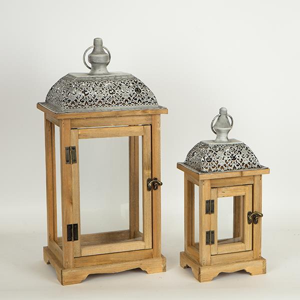 S/2 ΦΑΝΑΡΙΑ ΜΕΤΑΛΛΙΚA – ΞΥΛΙΝΑ ΓΚΡΙ 22x22x54.5cm/14.5×14.5×37.5cm