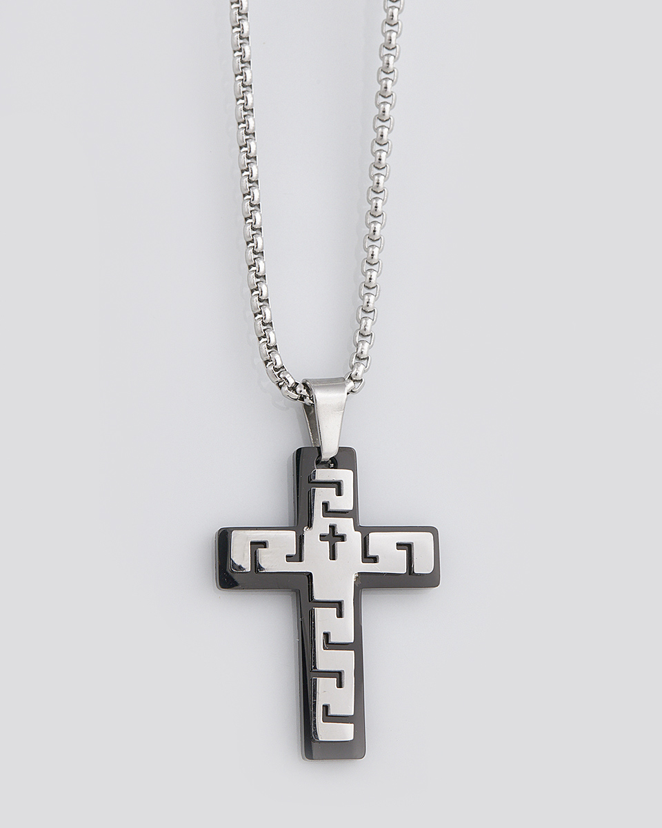Sequoia Κολιέ σταυρός ανδρικός από ανοξείδωτο ατσάλι SE-K046 Sequoia Κολιέ σταυρός ανδρικός από ανοξείδωτο ατσάλι SE-K046