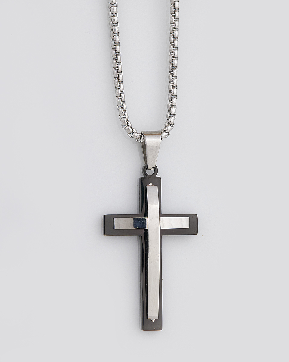 Sequoia Κολιέ σταυρός ανδρικός από ανοξείδωτο ατσάλι SE-K047-BK Sequoia Κολιέ σταυρός ανδρικός από ανοξείδωτο ατσάλι SE-K047-BK