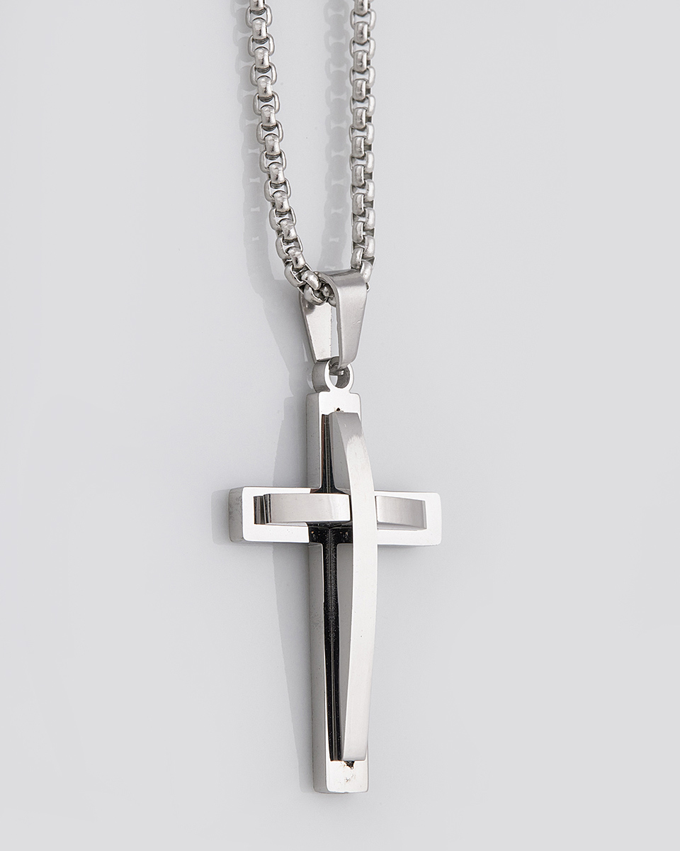 Sequoia Κολιέ σταυρός ανδρικός από ανοξείδωτο ατσάλι SE-K047-SL Sequoia Κολιέ σταυρός ανδρικός από ανοξείδωτο ατσάλι SE-K047-SL