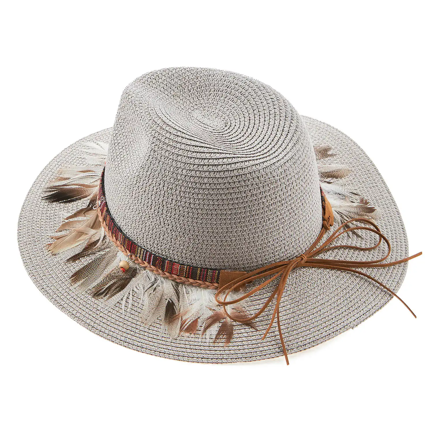 Verde ψάθινο γυναικείο καπέλο 05-0728 Γκρι