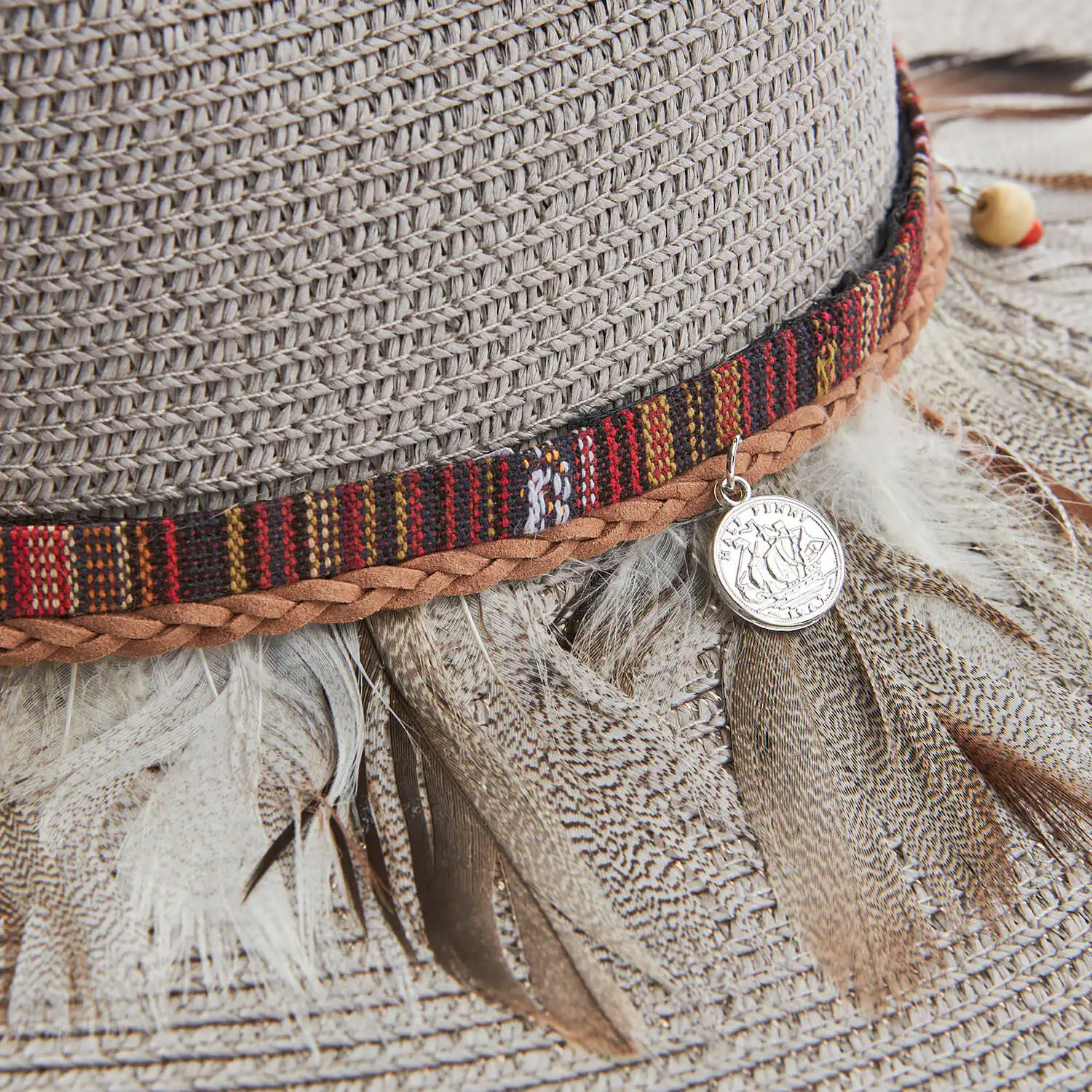 Verde ψάθινο γυναικείο καπέλο 05-0728 Γκρι