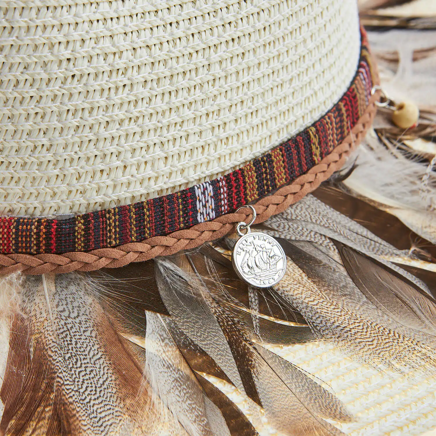 Verde ψάθινο γυναικείο καπέλο 05-0728 Εκρού