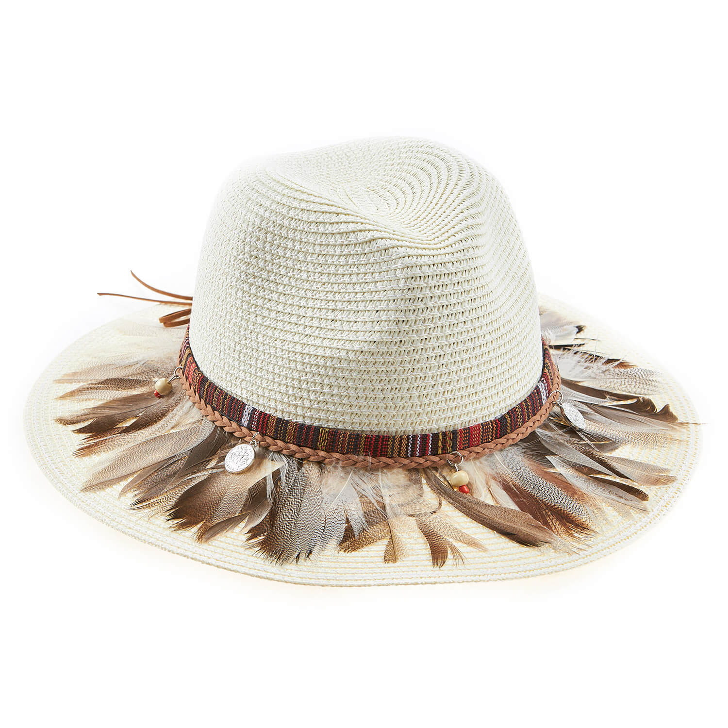 Verde ψάθινο γυναικείο καπέλο 05-0728 Εκρού