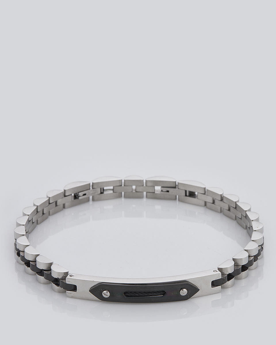 Sequoia Aνδρικό Βραχιόλι χειροπέδα από ανοξείδωτο ατσάλι ασημί με μάυρο SE-052-BK Sequoia Aνδρικό Βραχιόλι χειροπέδα από ανοξείδωτο ατσάλι ασημί με μάυρο SE-052-BK