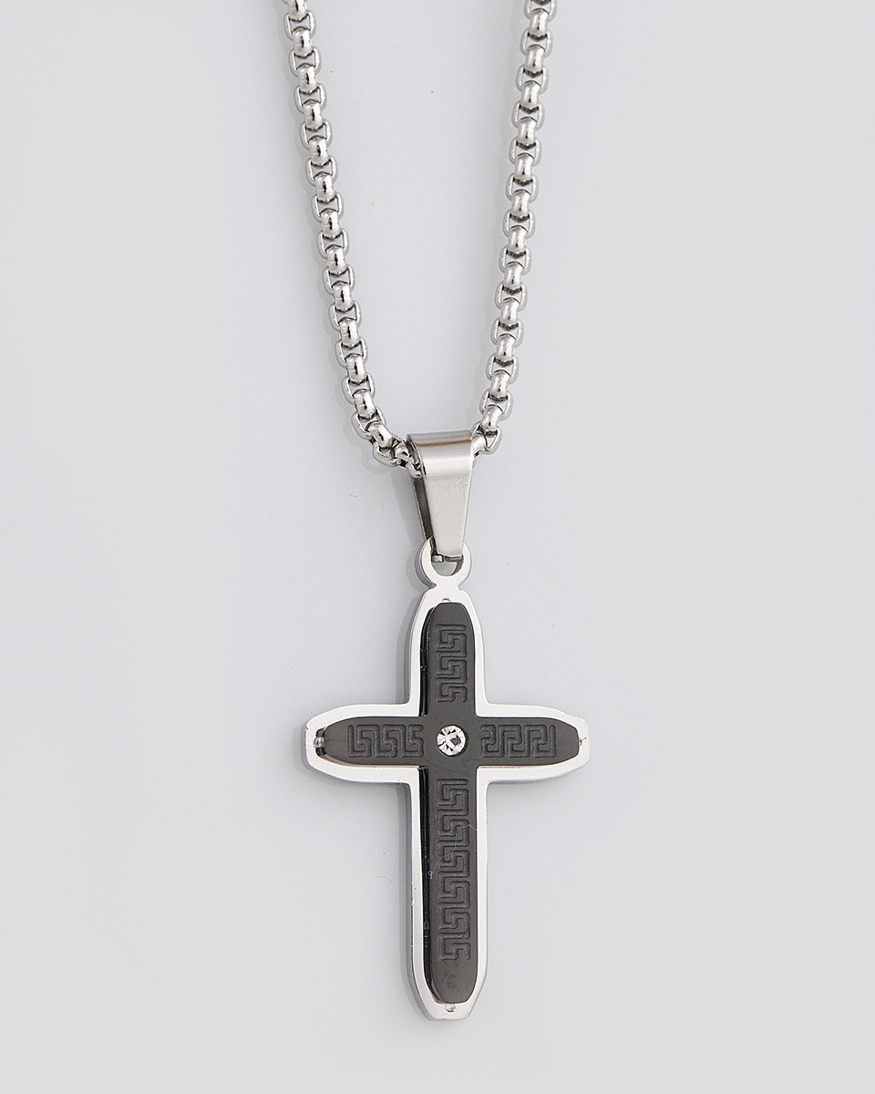 Sequoia Κολιέ σταυρός ανδρικός από ανοξείδωτο ατσάλι SE-K053-SL Sequoia Κολιέ σταυρός ανδρικός από ανοξείδωτο ατσάλι SE-K053-SL
