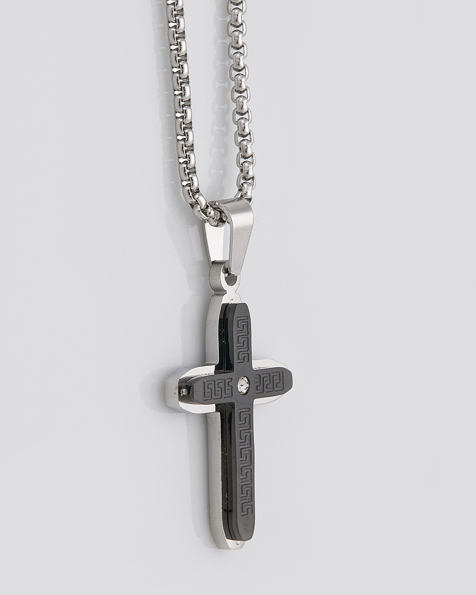 Sequoia Κολιέ σταυρός ανδρικός από ανοξείδωτο ατσάλι SE-K053-SL Sequoia Κολιέ σταυρός ανδρικός από ανοξείδωτο ατσάλι SE-K053-SL