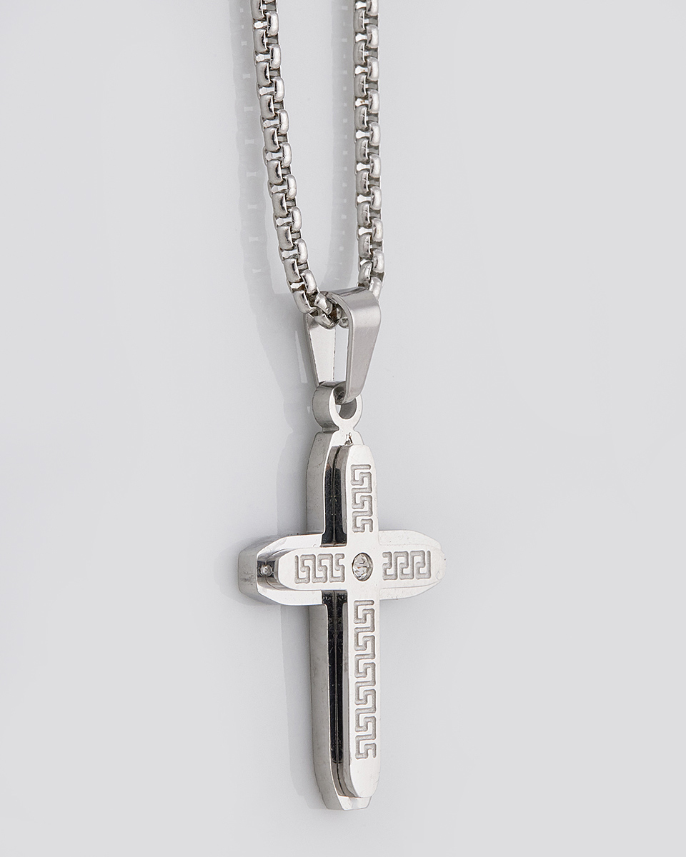 Sequoia Κολιέ σταυρός ανδρικός από ανοξείδωτο ατσάλι SE-K053-BK Sequoia Κολιέ σταυρός ανδρικός από ανοξείδωτο ατσάλι SE-K053-BK