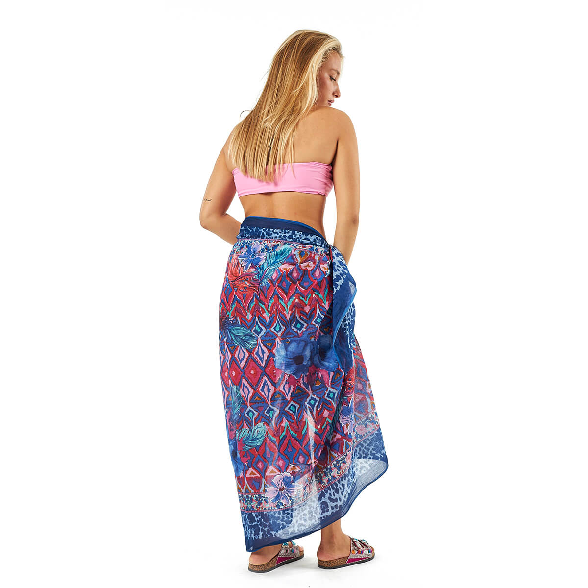 Verde Γυναικείο Παρεο 08-0102 Βαμβακερό Μπλε