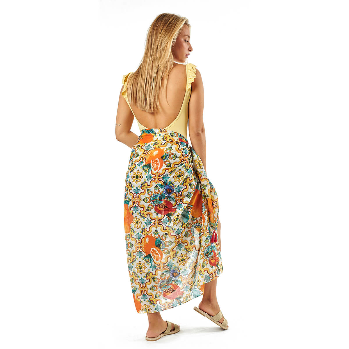 Verde Γυναικείο Παρεο 08-0103 Βαμβακερό Πορτοκαλί Verde Γυναικείο Παρεο 08-0103 Βαμβακερό Πορτοκαλί