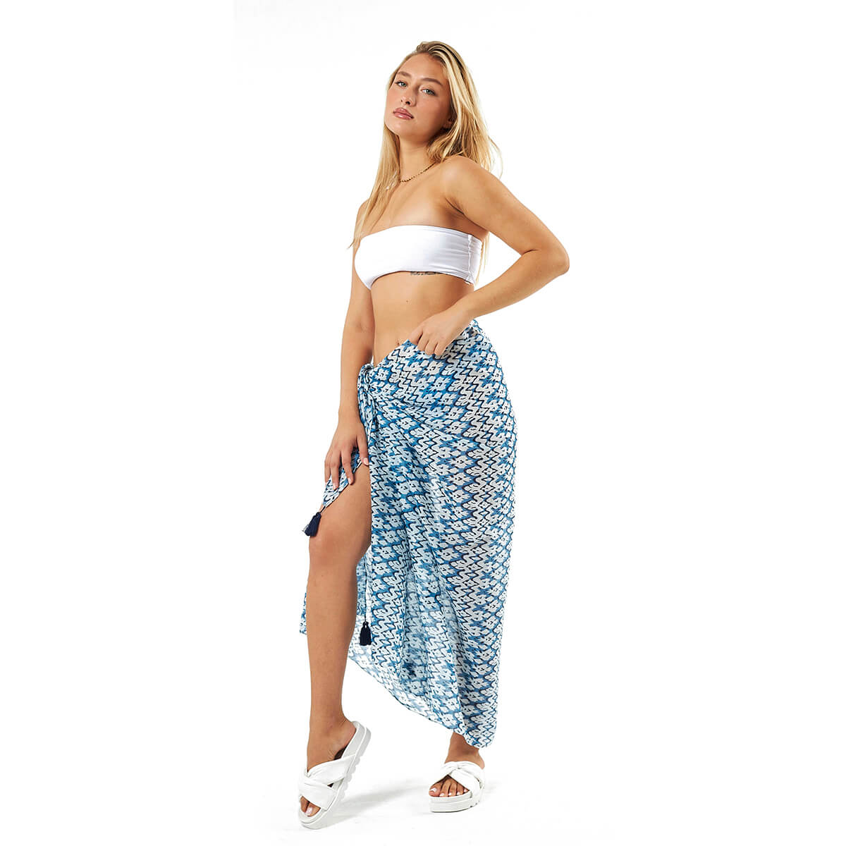 Verde Γυναικείο Παρεο 08-0108 Βαμβακερό Μπλε