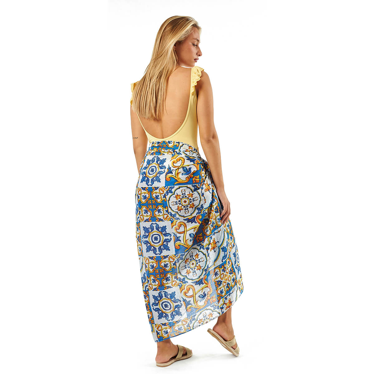 Verde Γυναικείο Παρεο 08-0109 Βαμβακερό Μπλε Verde Γυναικείο Παρεο 08-0109 Βαμβακερό Μπλε