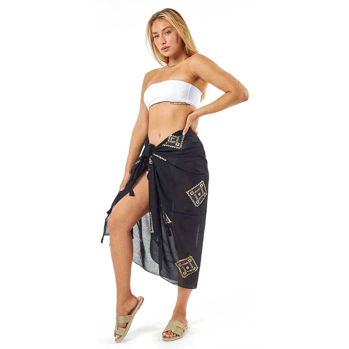 Verde Γυναικείο Παρεο 08-0110 Βαμβακερό Μαύρο Verde Γυναικείο Παρεο 08-0110 Βαμβακερό Μαύρο