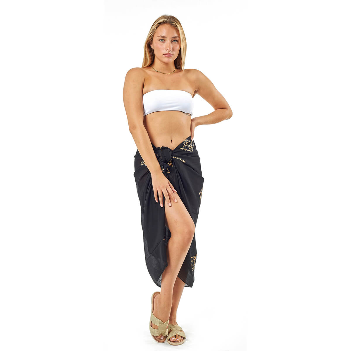 Verde Γυναικείο Παρεο 08-0110 Βαμβακερό Μαύρο