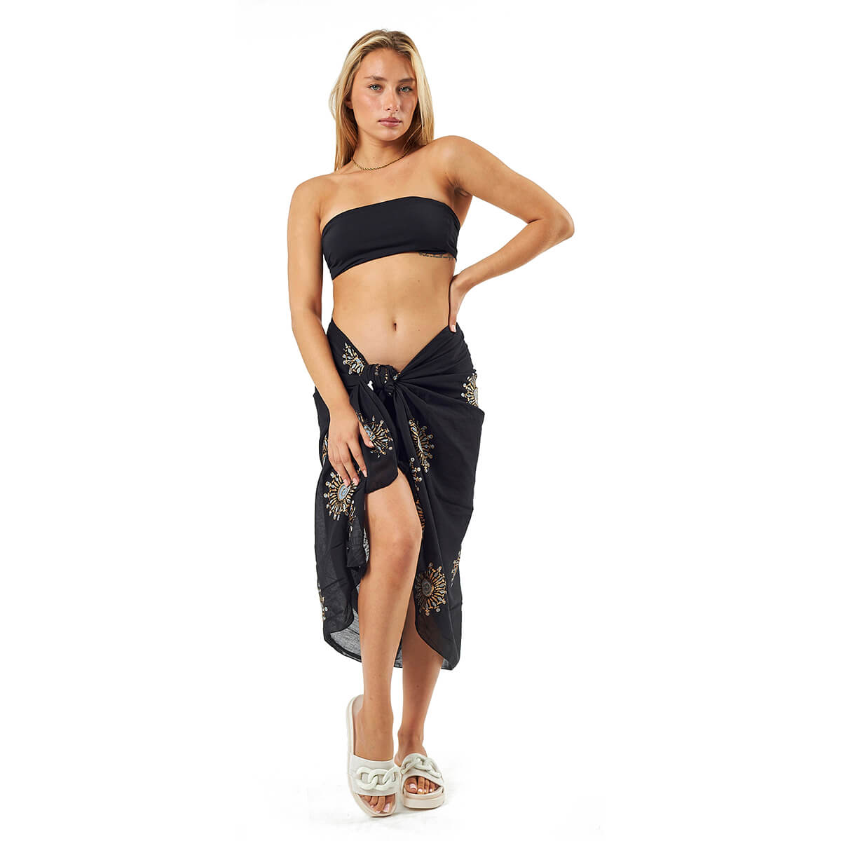 Verde Γυναικείο Παρεο 08-0111 Βαμβακερό Μαύρο