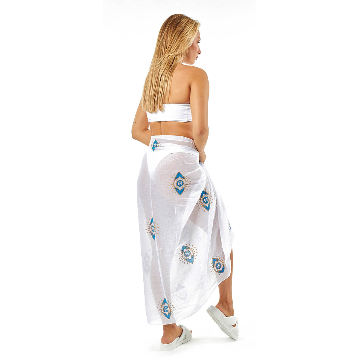 Verde Γυναικείο Παρεο 08-0112 Βαμβακερό Άσπρο Verde Γυναικείο Παρεο 08-0112 Βαμβακερό Άσπρο