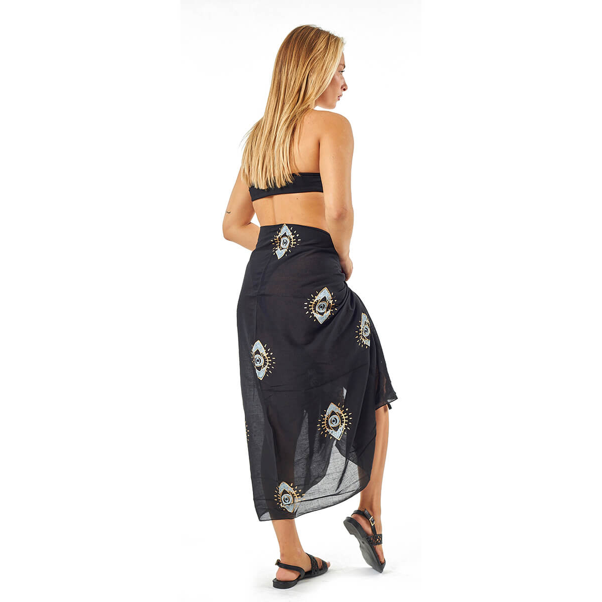 Verde Γυναικείο Παρεο 08-0112 Βαμβακερό Μαύρο