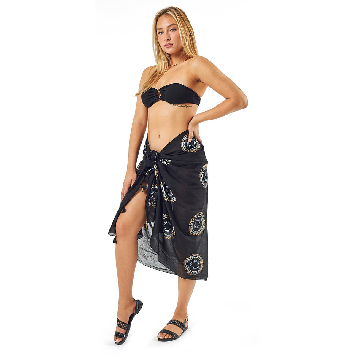 Verde Γυναικείο Παρεο 08-0113 Βαμβακερό Μαύρο