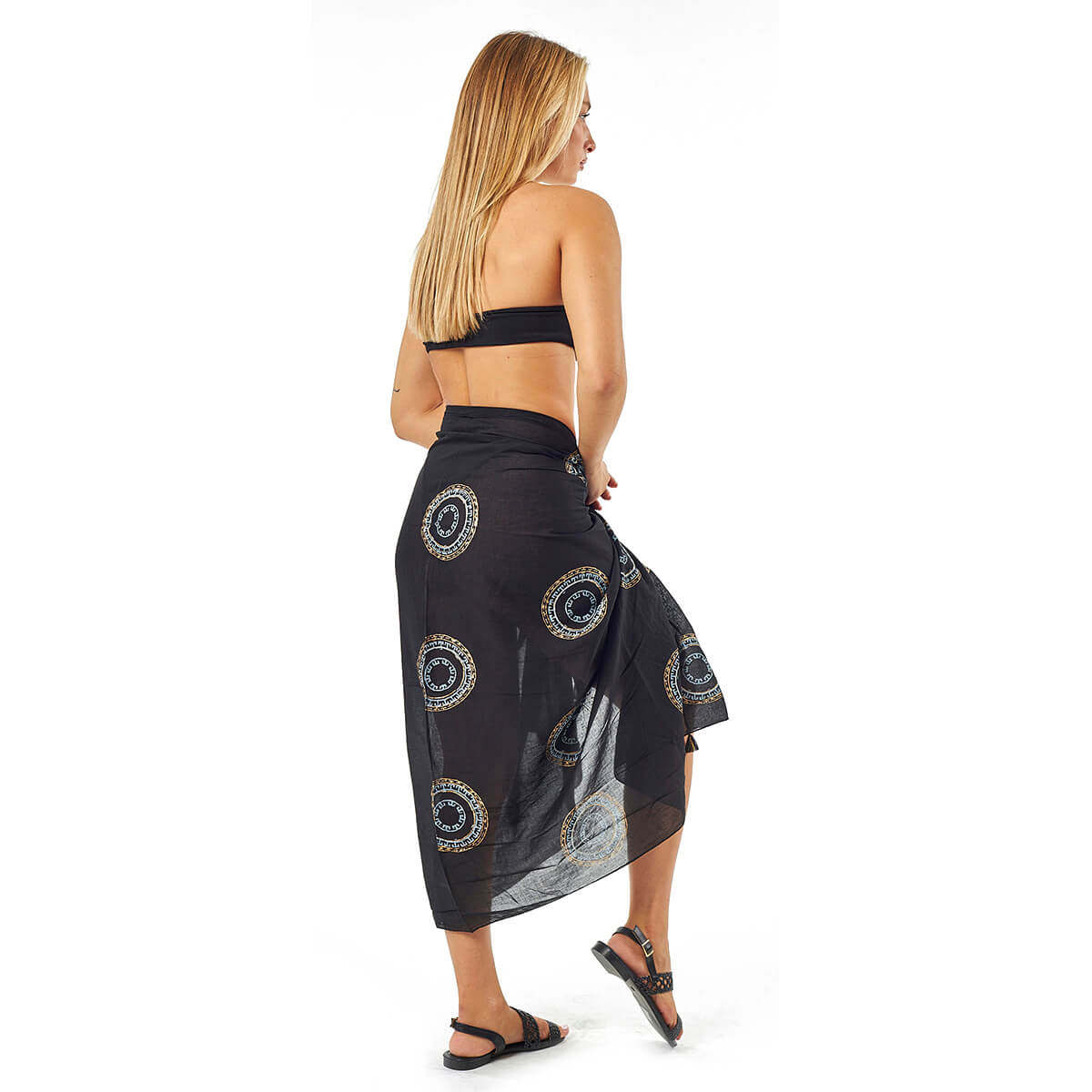 Verde Γυναικείο Παρεο 08-0113 Βαμβακερό Μαύρο