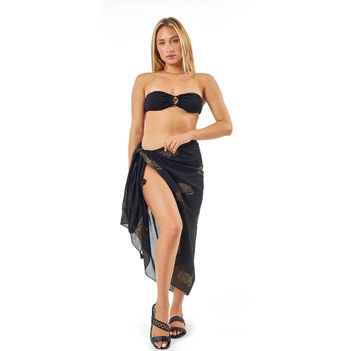 Verde Γυναικείο Παρεο 08-0114 Βαμβακερό Μαύρο