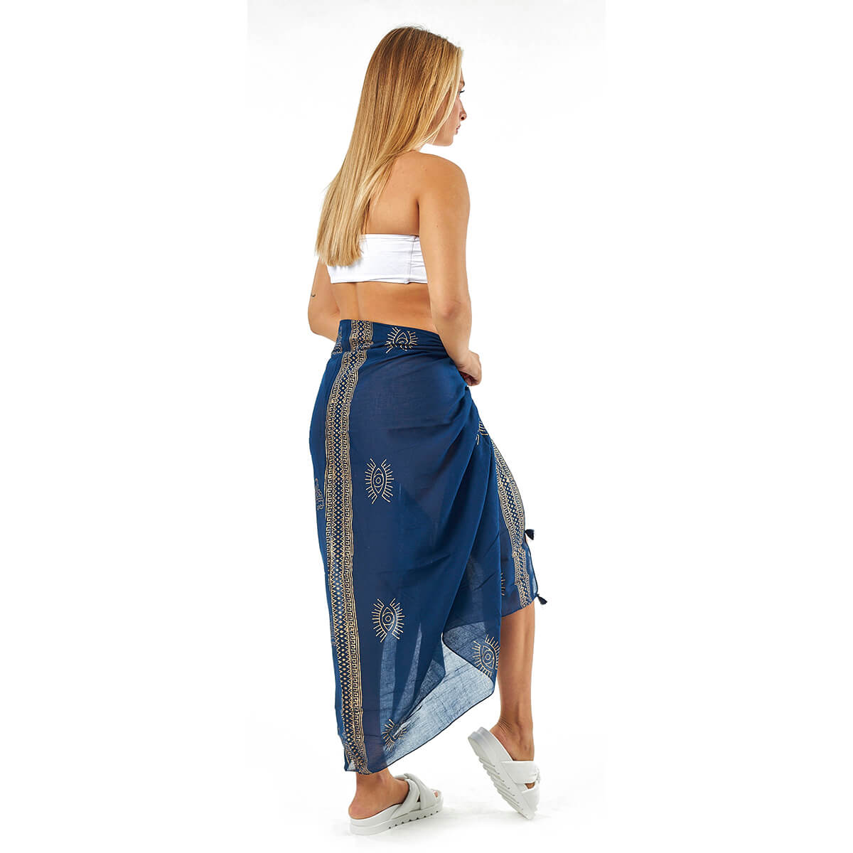 Verde Γυναικείο Παρεο 08-0114 Βαμβακερό Μπλε