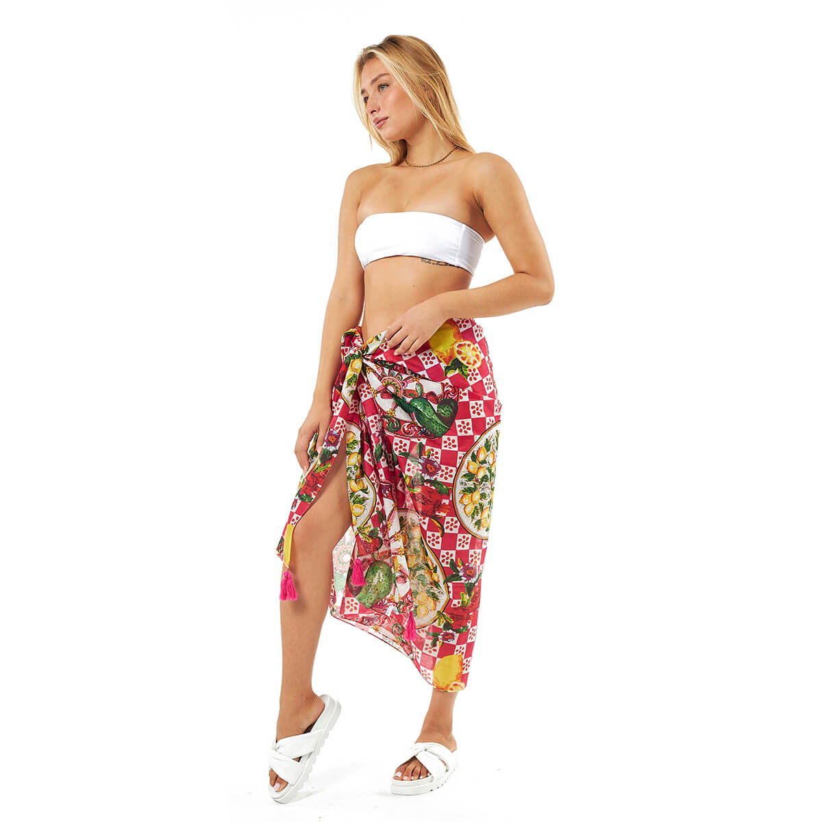 Verde Γυναικείο Παρεο 08-0115 Βαμβακερό Φούξια