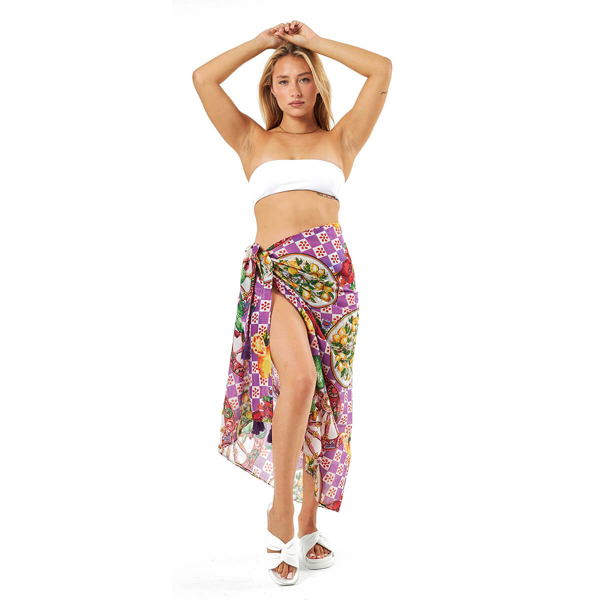 Verde Γυναικείο Παρεο 08-0115 Βαμβακερό Μωβ