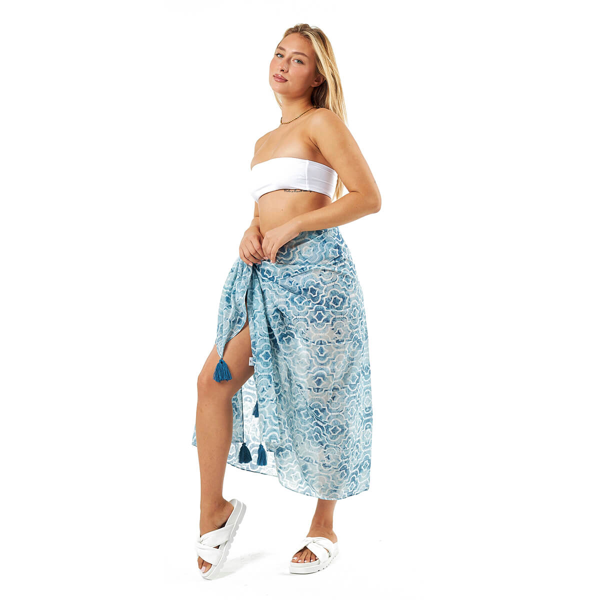 Verde Γυναικείο Παρεο 08-0116 Βαμβακερό Μπλε