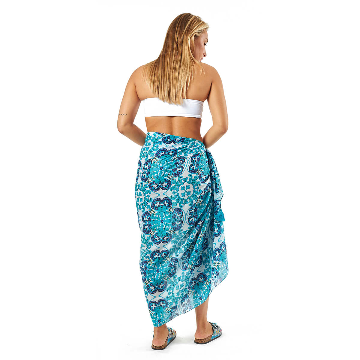 Verde Γυναικείο Παρεο 08-0117 Βαμβακερό Μπλε Verde Γυναικείο Παρεο 08-0117 Βαμβακερό Μπλε