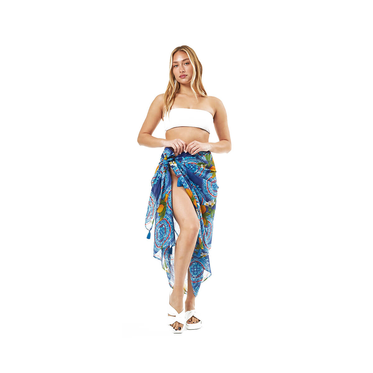 Verde Γυναικείο Παρεο 08-0122 Βαμβακερό Μπλε