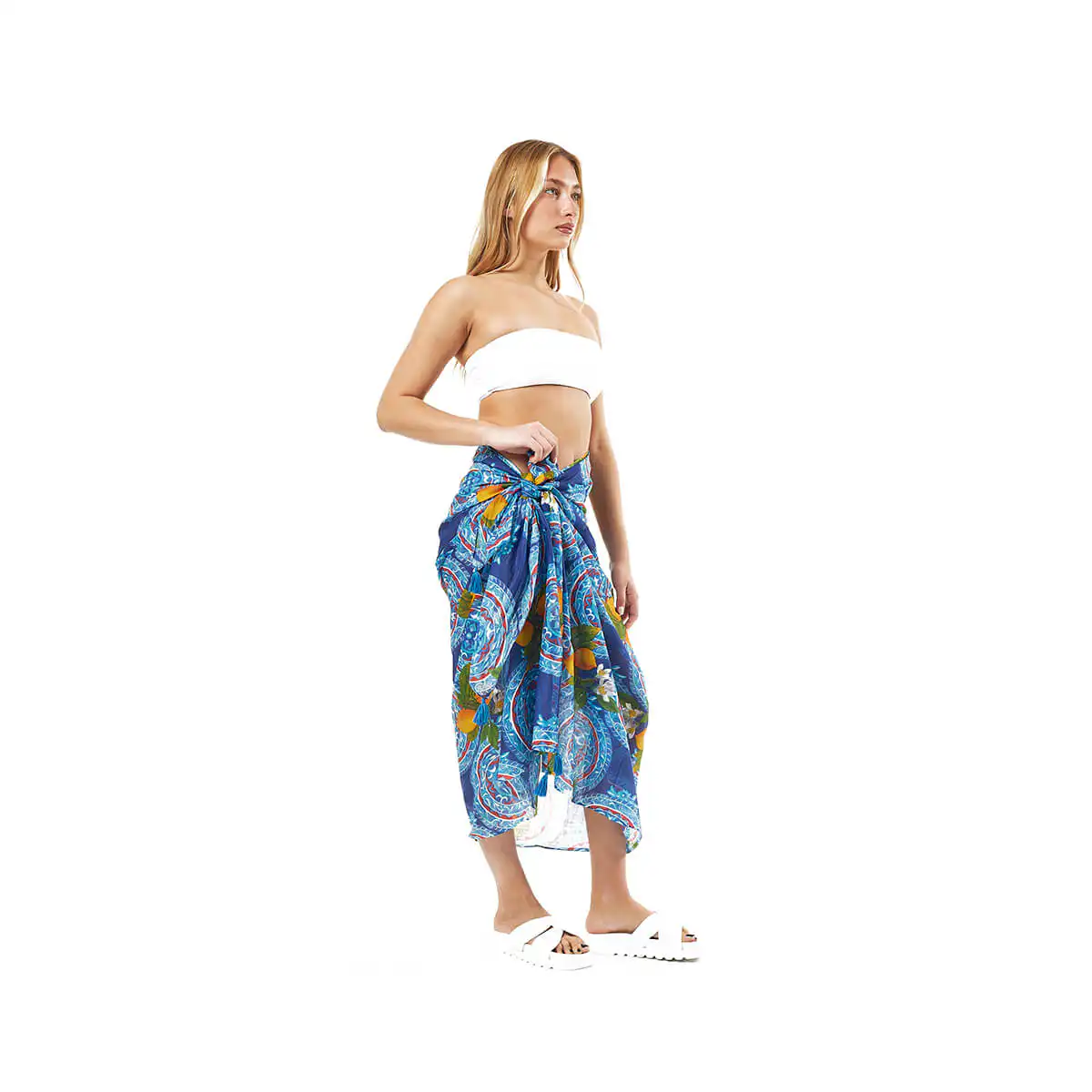 Verde Γυναικείο Παρεο 08-0122 Βαμβακερό Μπλε