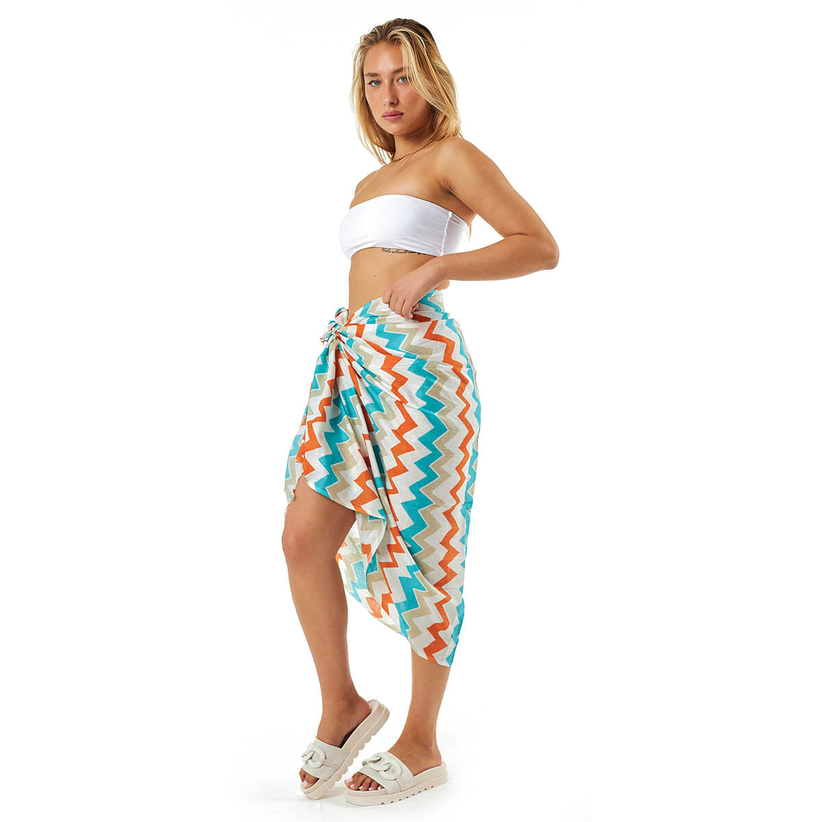 Verde Γυναικείο Παρεο 08-0148 Βαμβακερό Τιρκουάζ