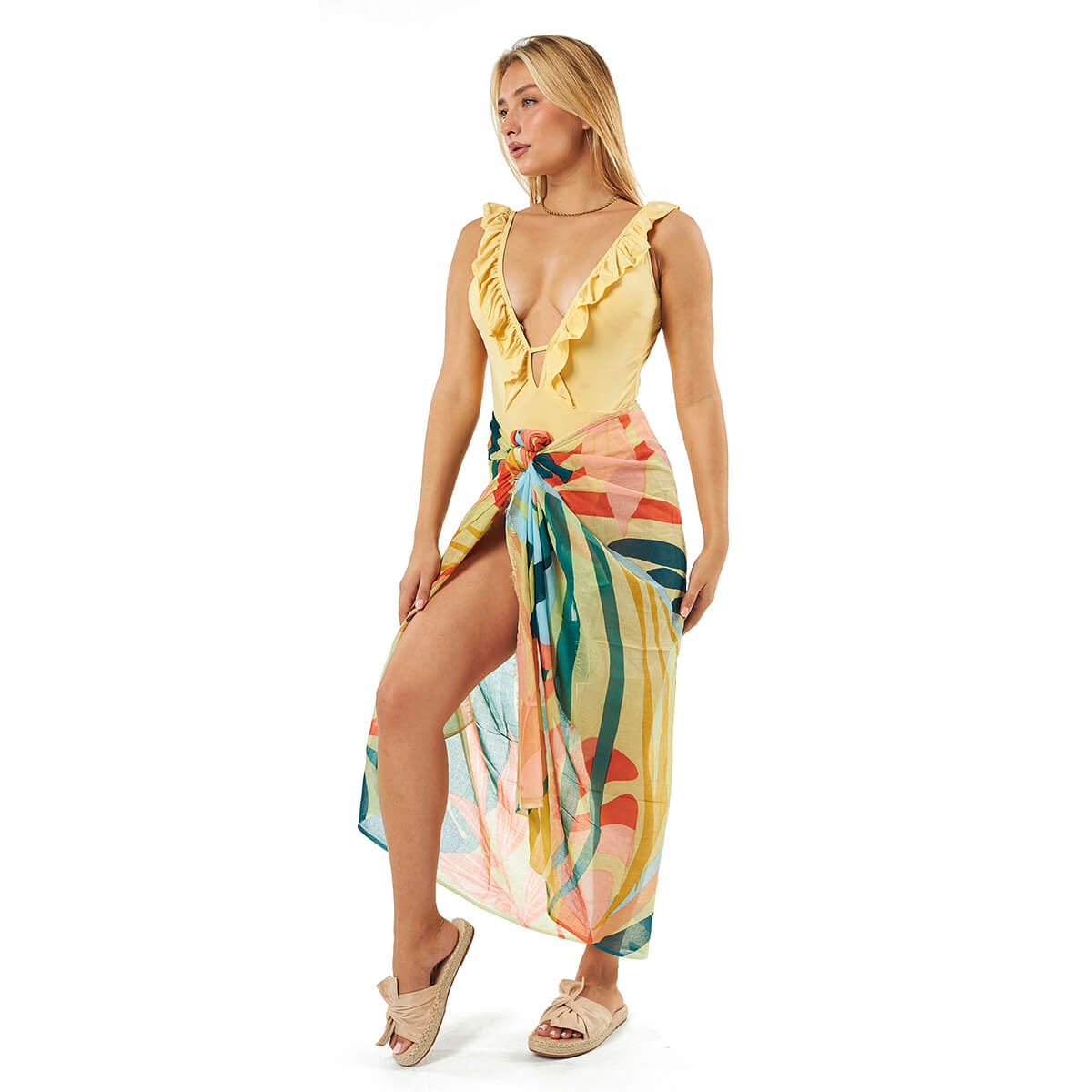 Verde Γυναικείο Παρεο 08-0089 Βαμβακερό Πολύχρωμο