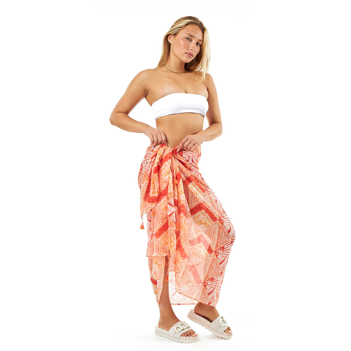 Verde Γυναικείο Παρεο 08-0095 Βαμβακερό Πορτοκαλί