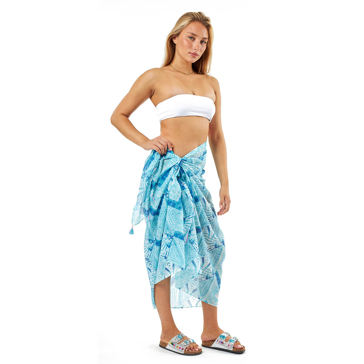 Verde Γυναικείο Παρεο 08-0095 Βαμβακερό Γαλάζιο Verde Γυναικείο Παρεο 08-0095 Βαμβακερό Γαλάζιο