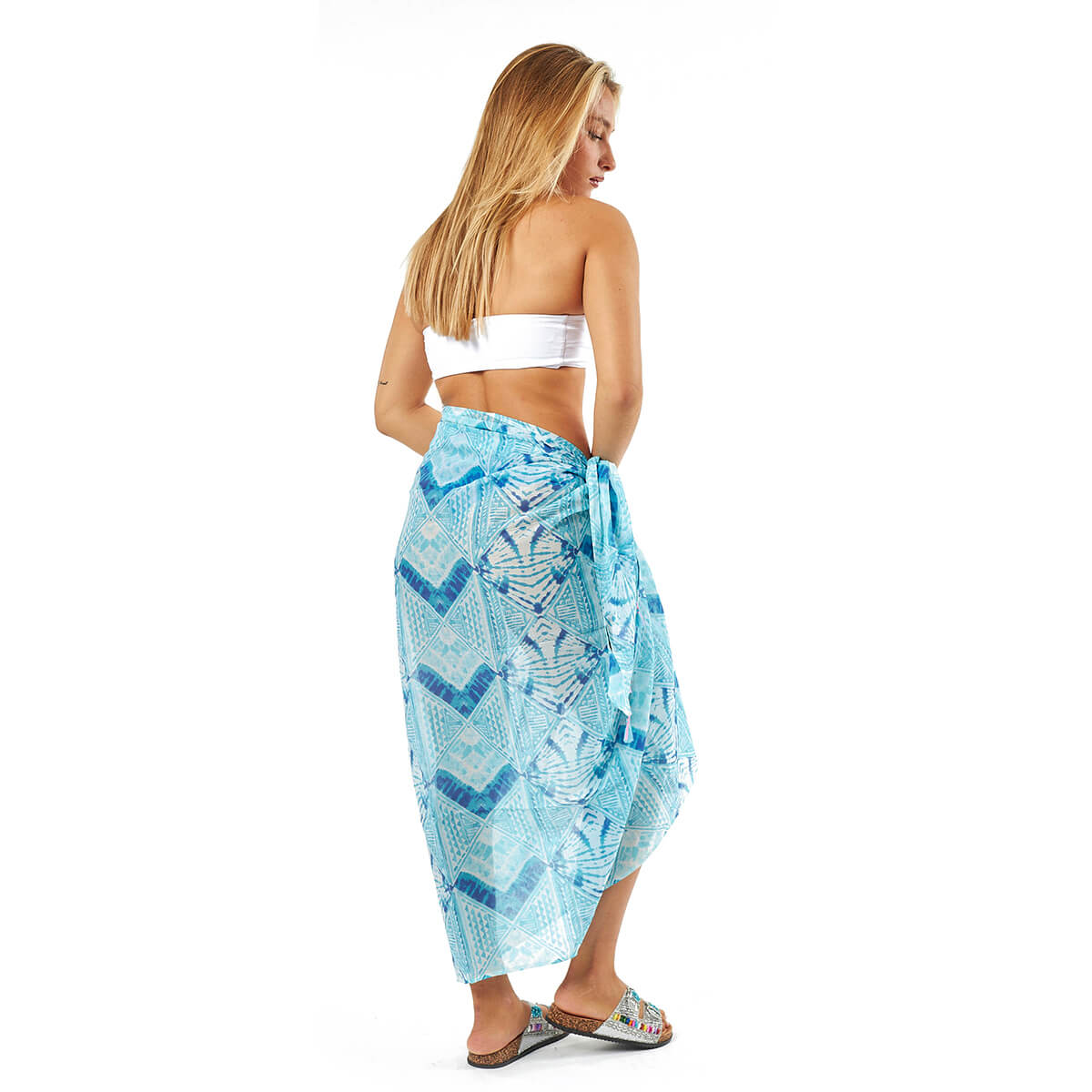 Verde Γυναικείο Παρεο 08-0095 Βαμβακερό Γαλάζιο