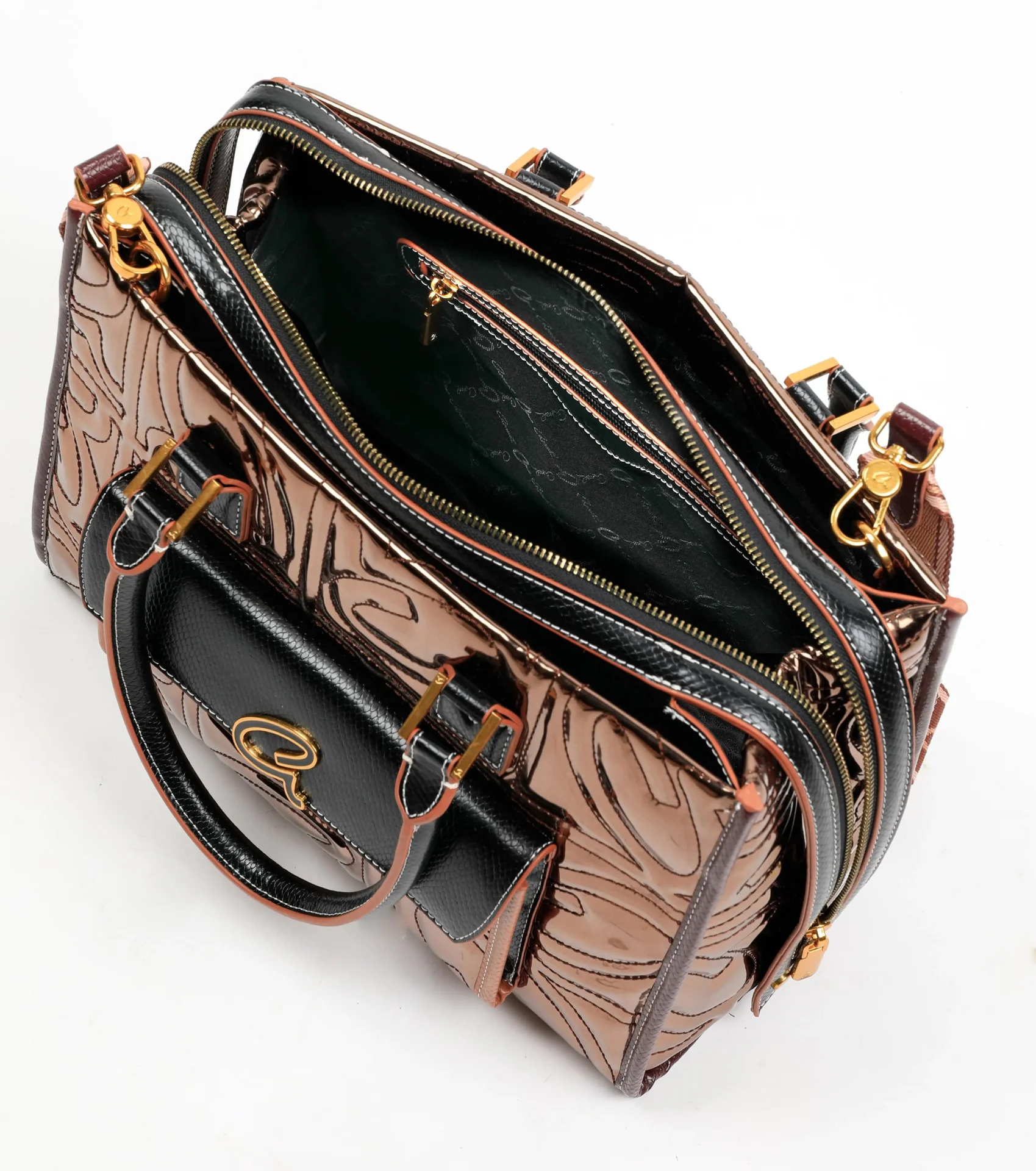 Axel Τσάντα με μεταλλικό ανάγλυφο μονόγραμμα Amara 1010-3189 Μπρονζέ