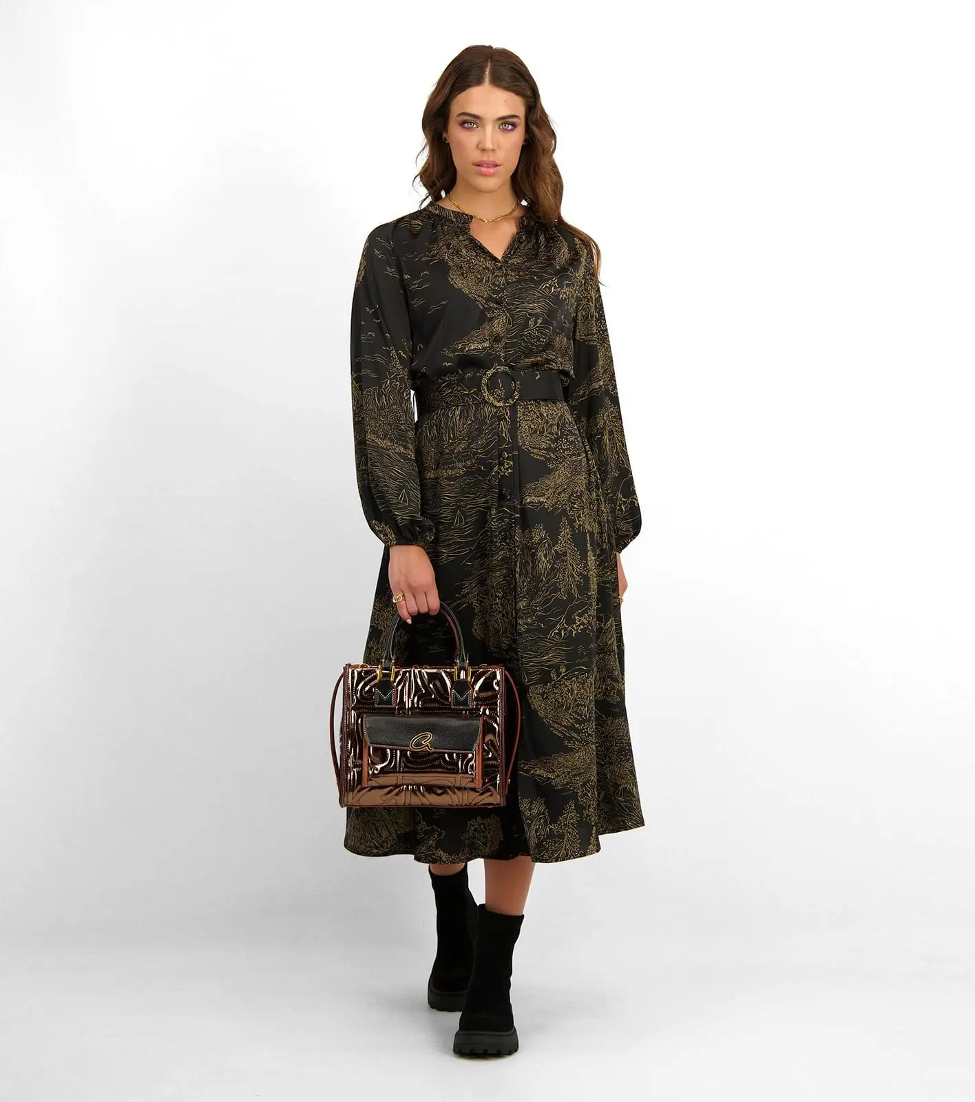 Axel Τσάντα με μεταλλικό ανάγλυφο μονόγραμμα Amara 1010-3189 Μπρονζέ