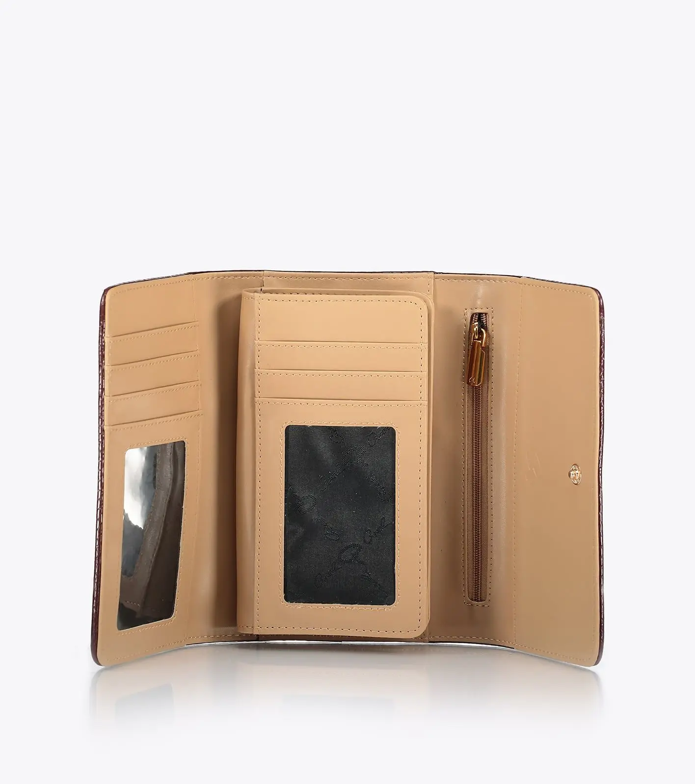 Axel Πορτοφόλι με ανάγλυφο μονόγραμμα και κροκό λεπτομέρειες Amy 1101-1582 Μπεζ