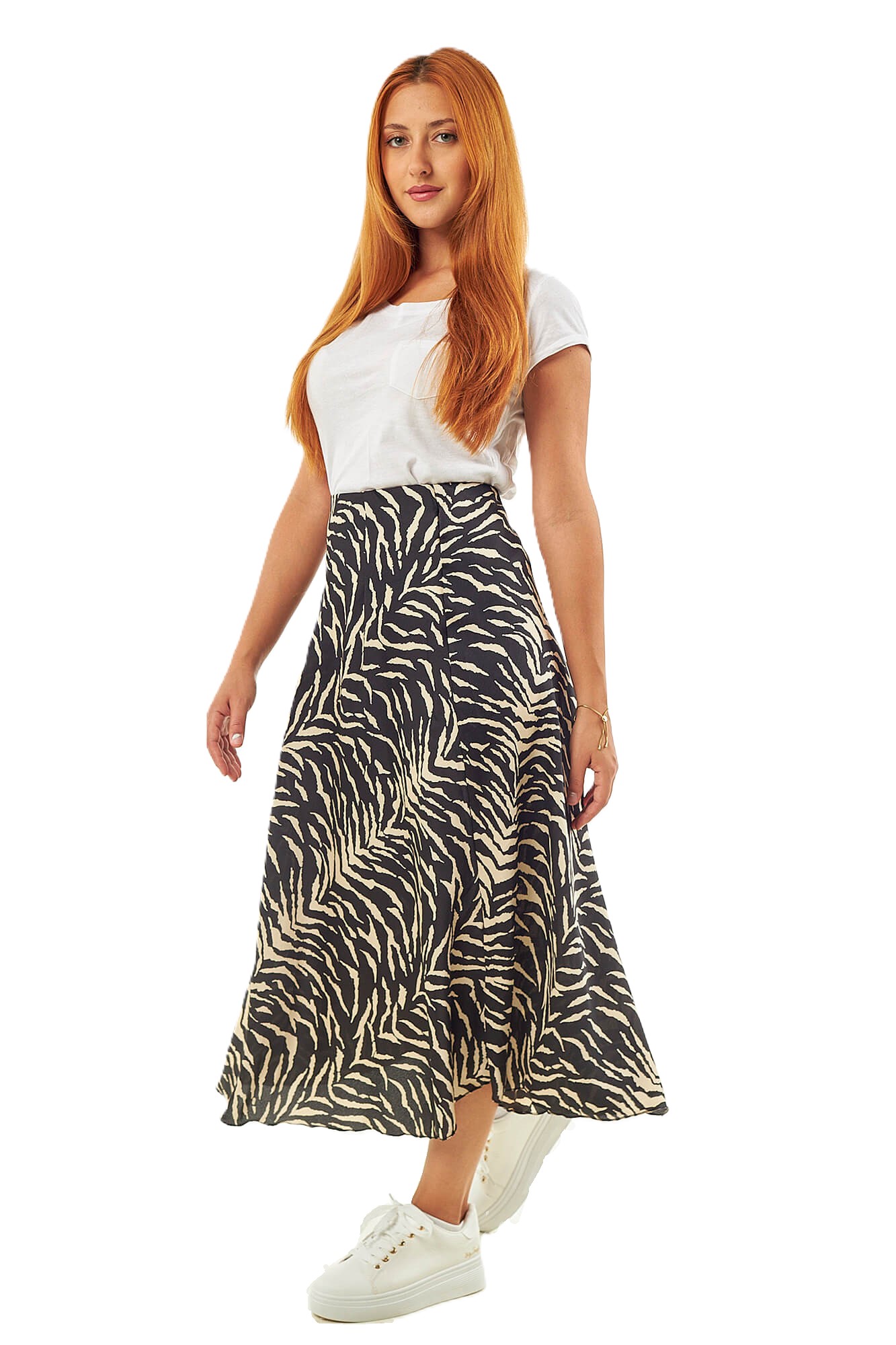 Sequoia Γυναικεία Φούστα 1166 Animal Print Μπεζ/Καφέ