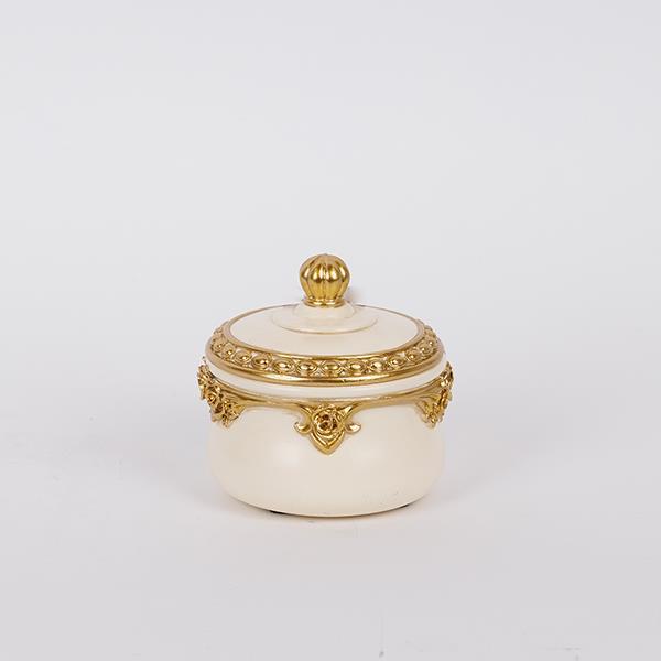 ΔΙΑΚΟΣΜΗΤΙΚΟ ΚΟΥΤΙ ΠΟΛΥΡΕΖΙΝ ΛΕΥΚΟ- ΧΡΥΣΟ 10.2×9.8×9.5cm