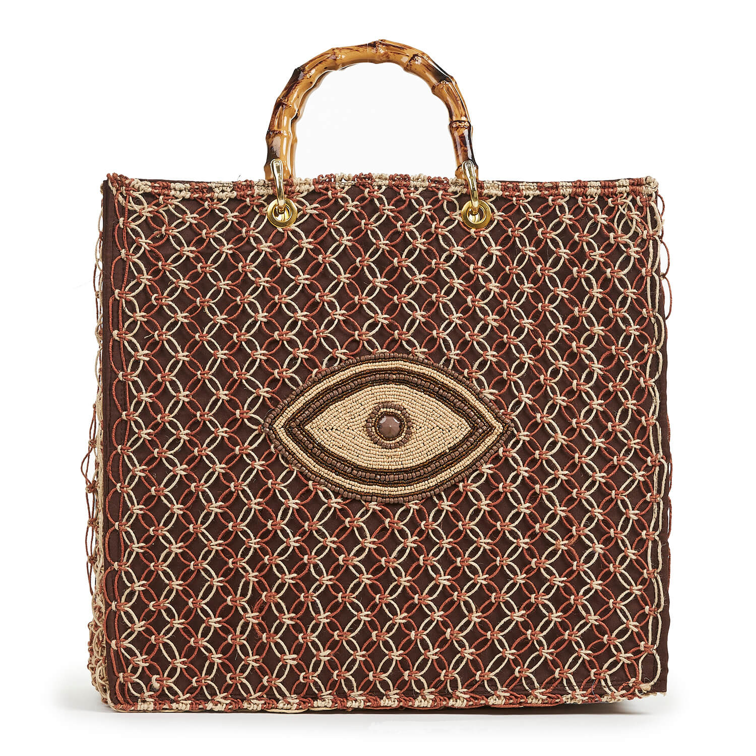 Verde Γυναικεία τσάντα Θαλάσσης 14-0162 Ψάθινη Ινδίας Καφέ