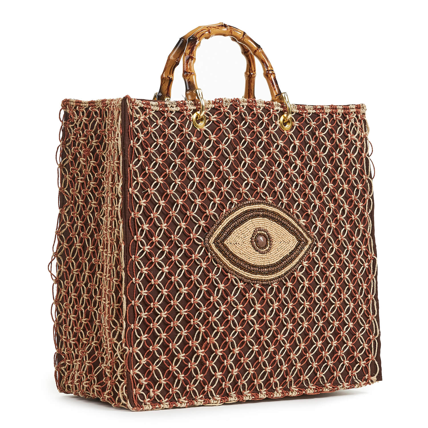 Verde Γυναικεία τσάντα Θαλάσσης 14-0162 Ψάθινη Ινδίας Καφέ