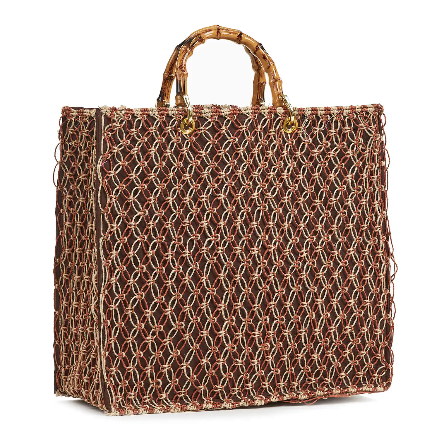 Verde Γυναικεία τσάντα Θαλάσσης 14-0162 Ψάθινη Ινδίας Καφέ