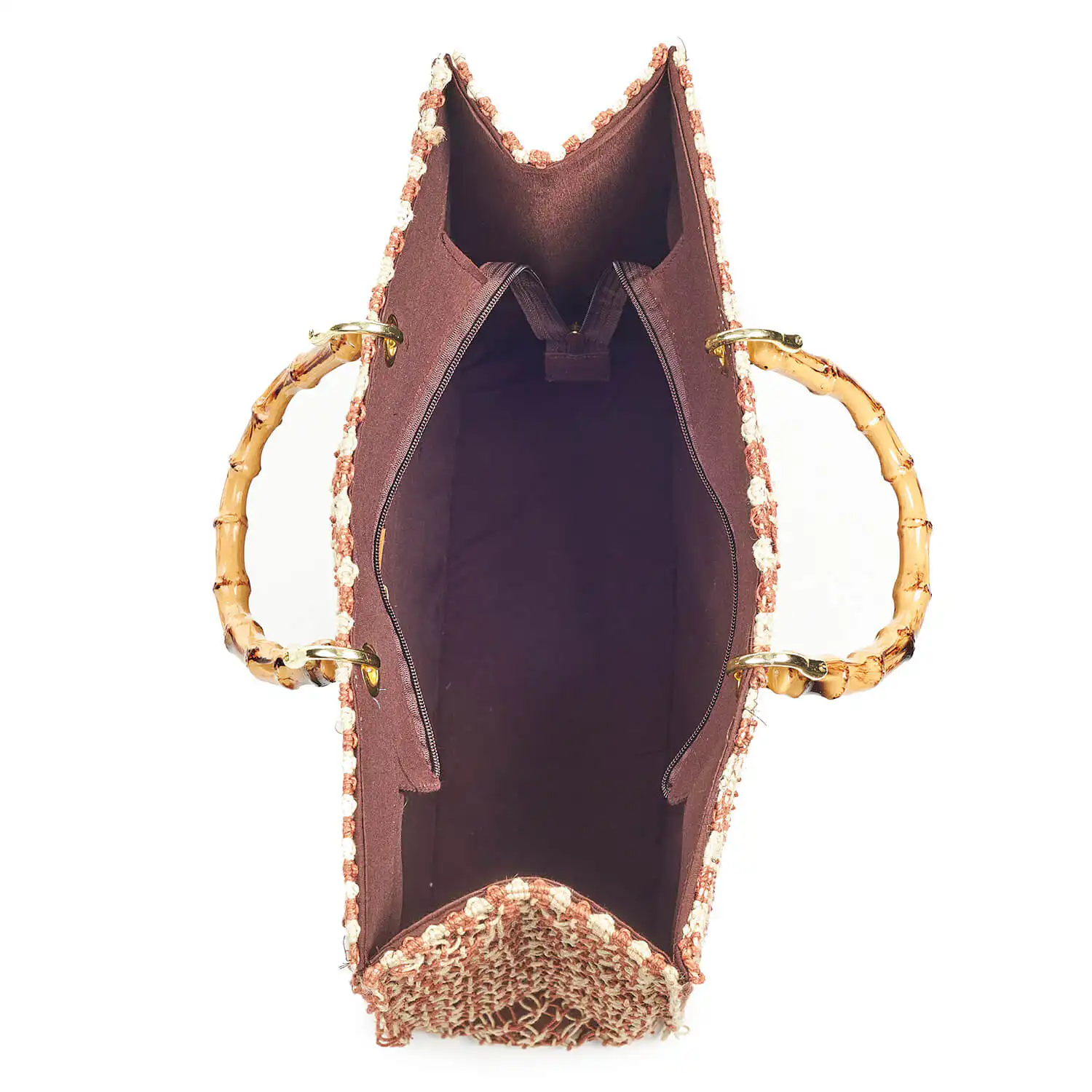 Verde Γυναικεία τσάντα Θαλάσσης 14-0162 Ψάθινη Ινδίας Καφέ