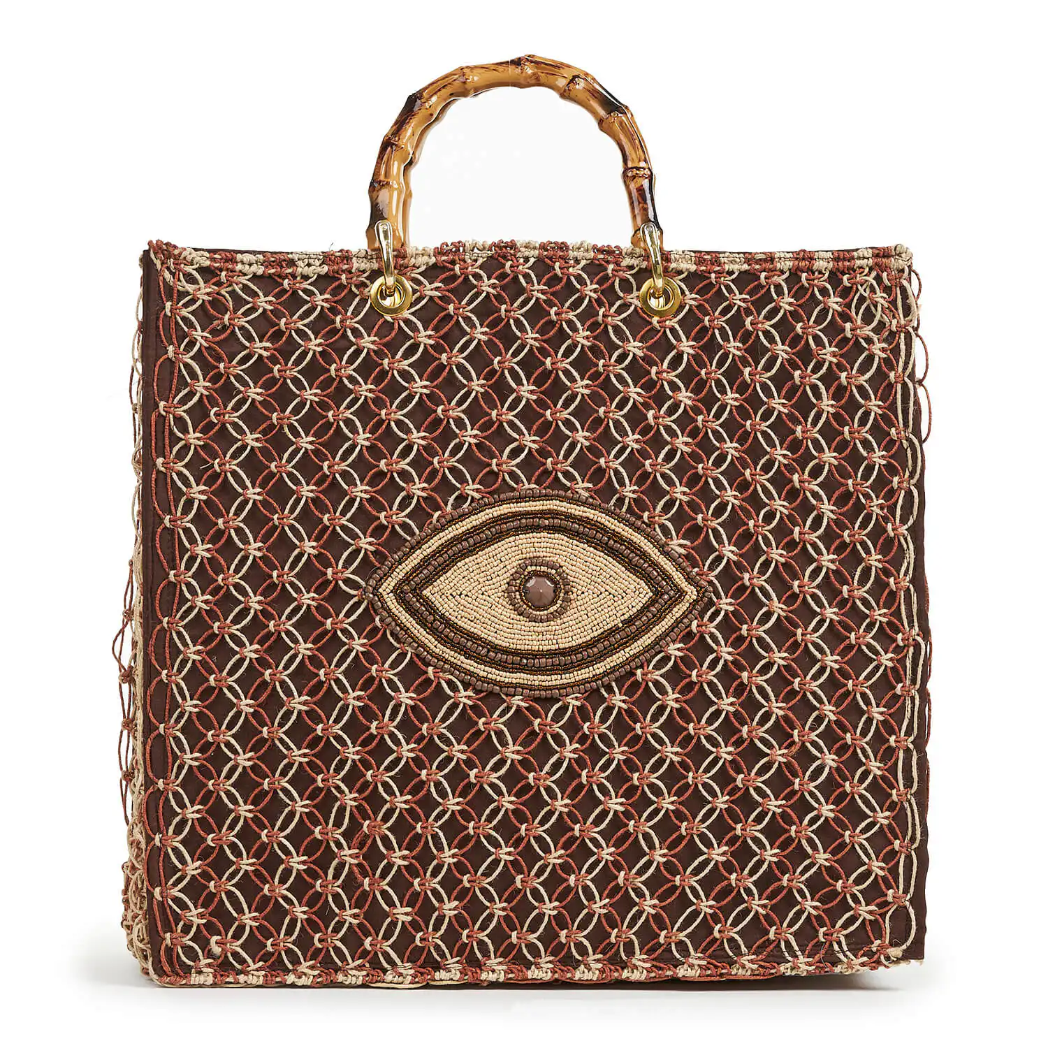 Verde Γυναικεία τσάντα Θαλάσσης 14-0162 Ψάθινη Ινδίας Καφέ