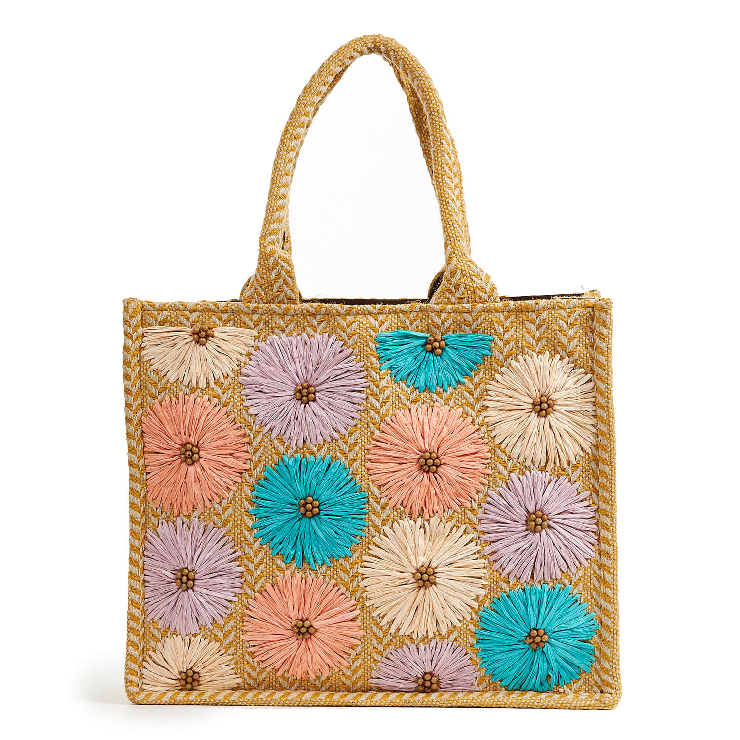 Verde Γυναικεία τσάντα Θαλάσσης 14-0163 Ψάθινη Ινδίας Πολύχρωμο