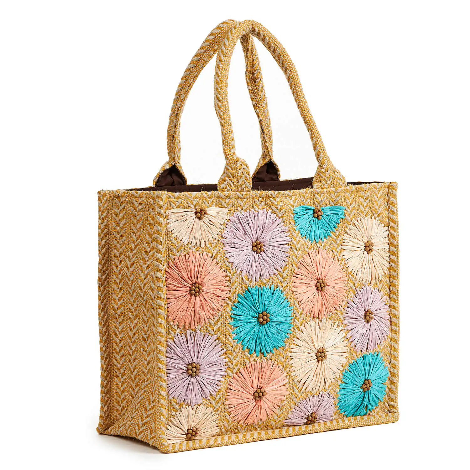 Verde Γυναικεία τσάντα Θαλάσσης 14-0163 Ψάθινη Ινδίας Πολύχρωμο